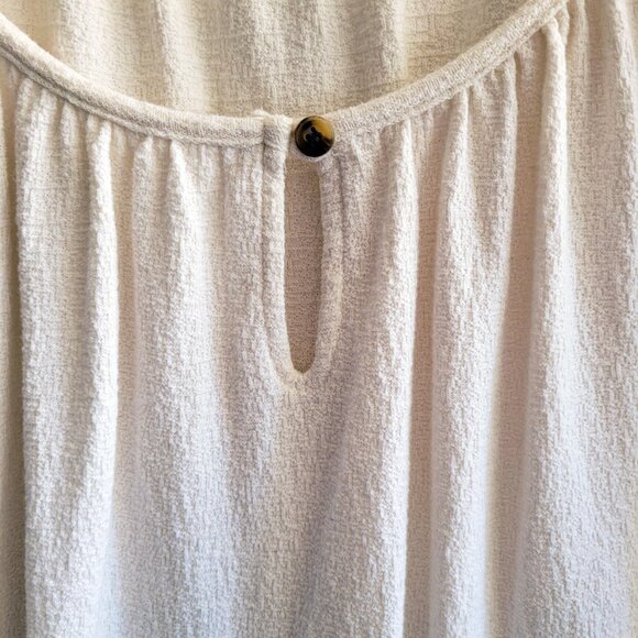 Terra Sky Top Womens 1X Cream Peasant Boho Neutral Classic Short Sleeve Tunic - Picture 5 of 8